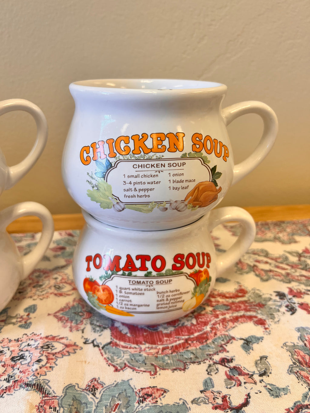 Vintage 4 Piece Recipe Soup Bowl Set