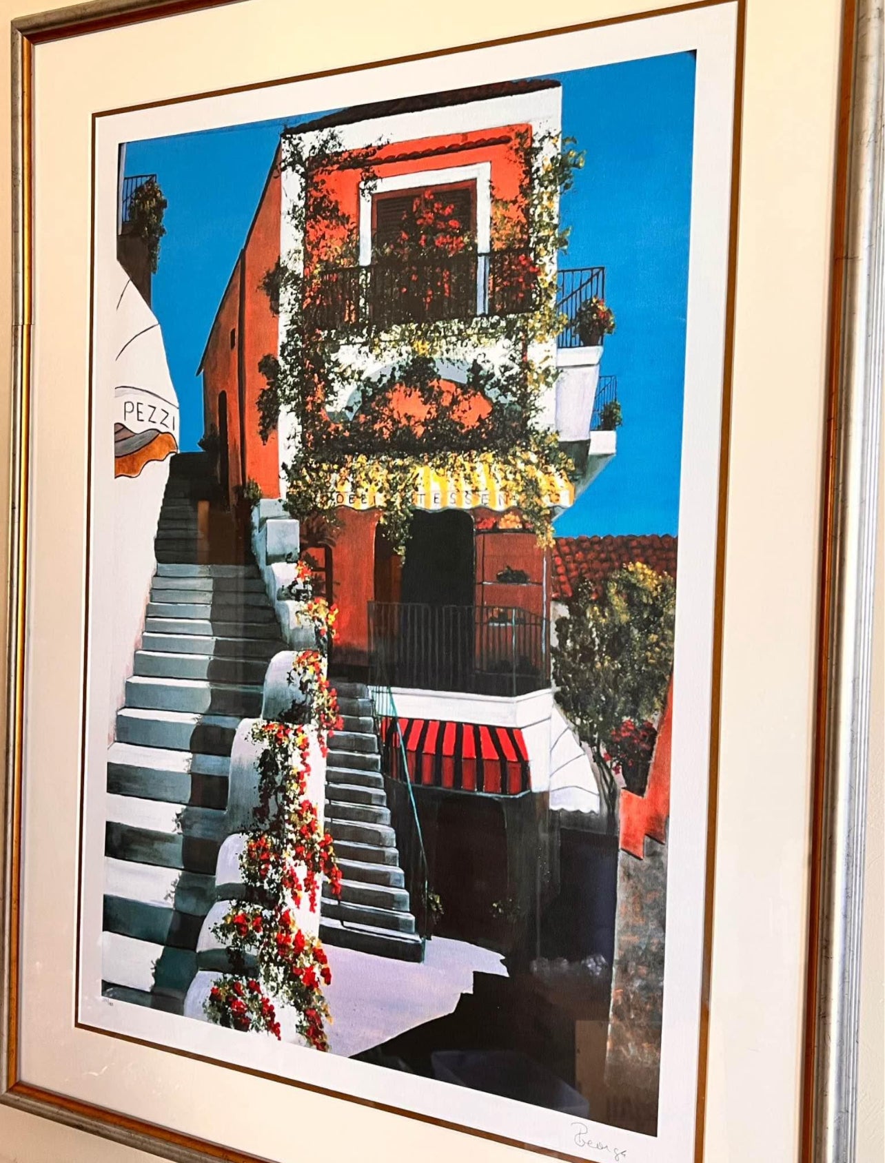 Italian Coast Framed Print Signed P. Georgia 30”x40”