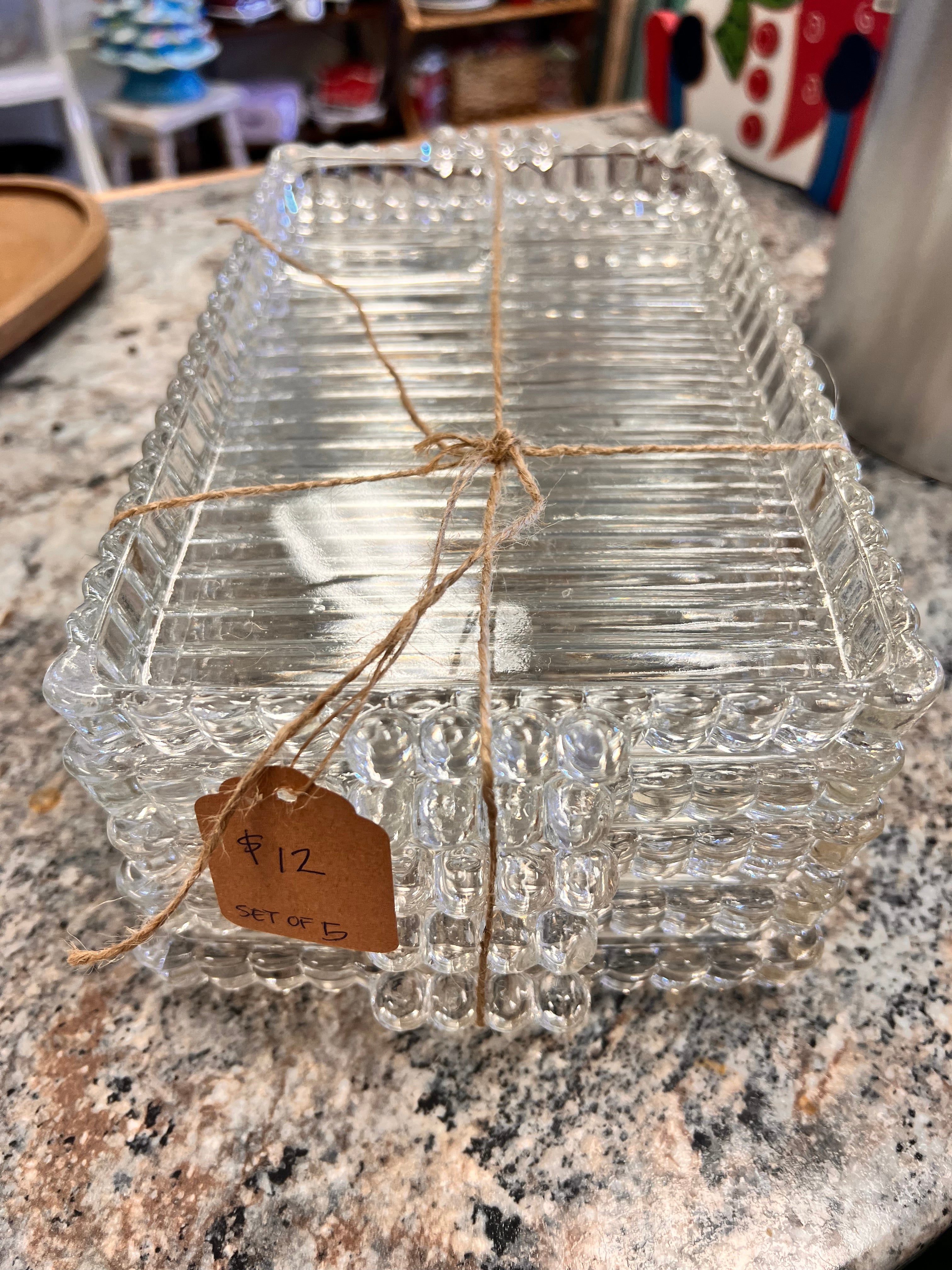 Vintage Glass Tray Set