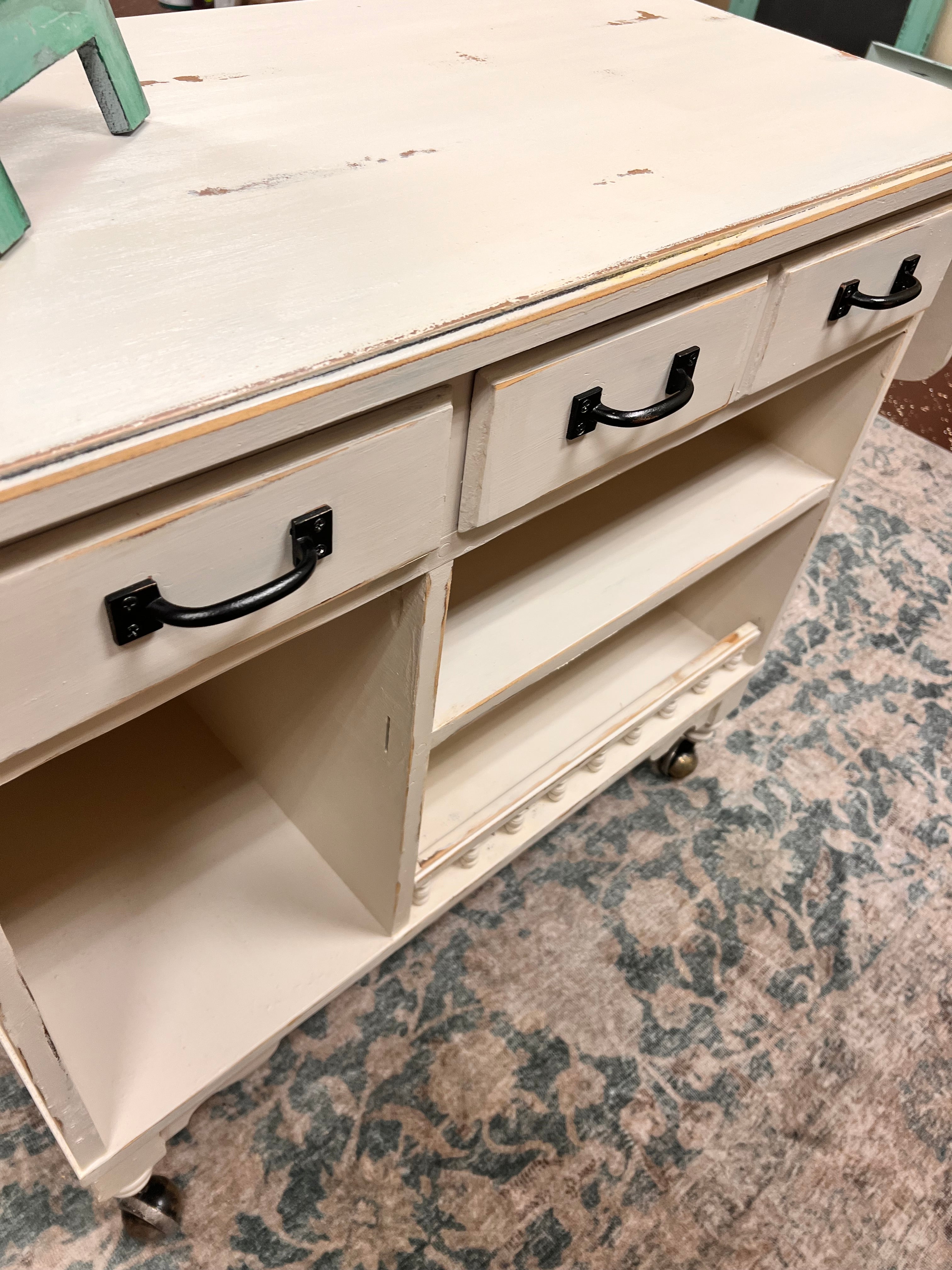 Refinished Drop-leaf Rolling Cart