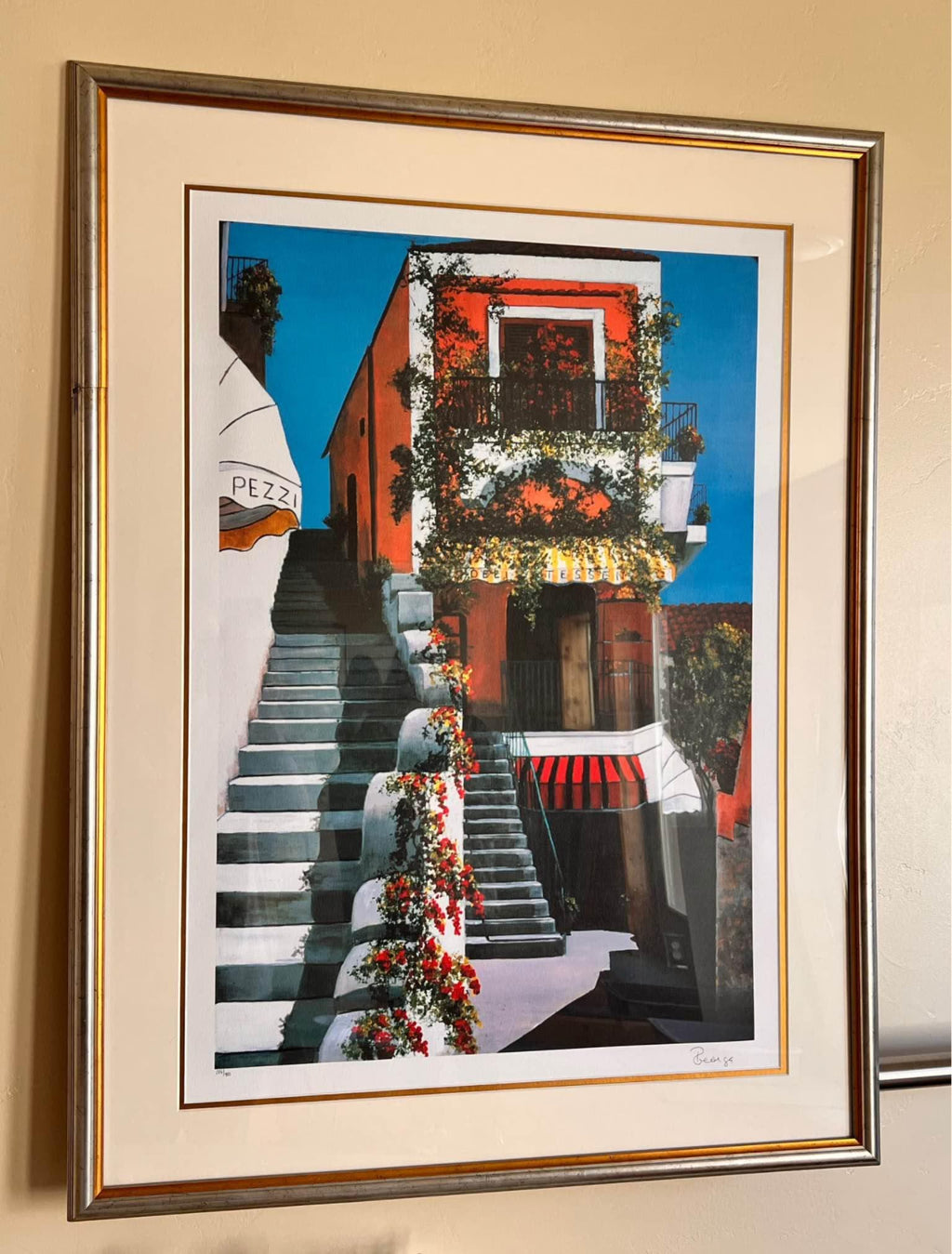 Italian Coast Framed Print Signed P. Georgia 30”x40”