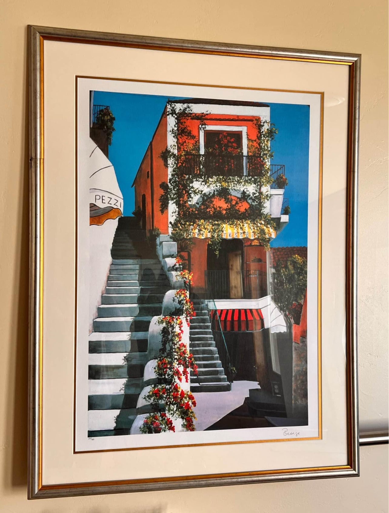 Italian Coast Framed Print Signed P. Georgia 30”x40”