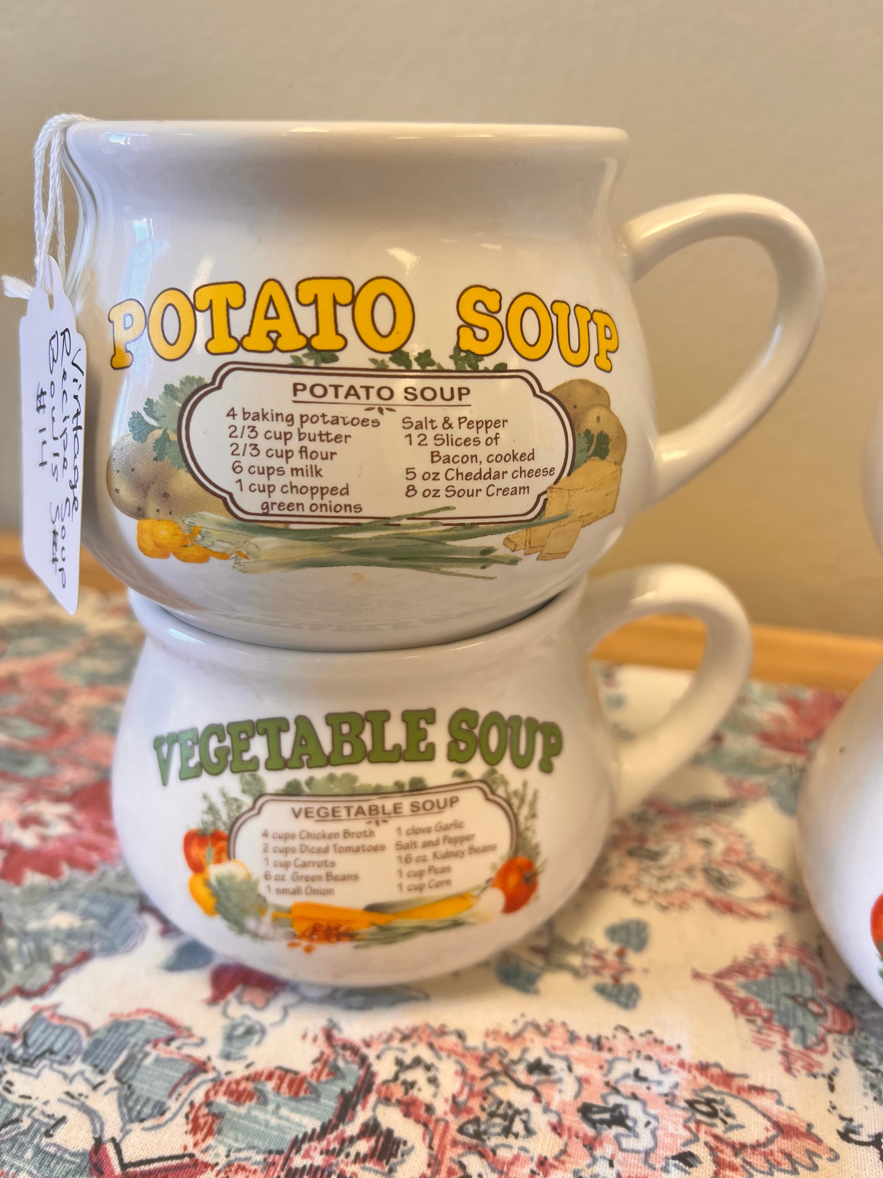 Vintage 4 Piece Recipe Soup Bowl Set