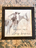 Story Begins Framed Sign