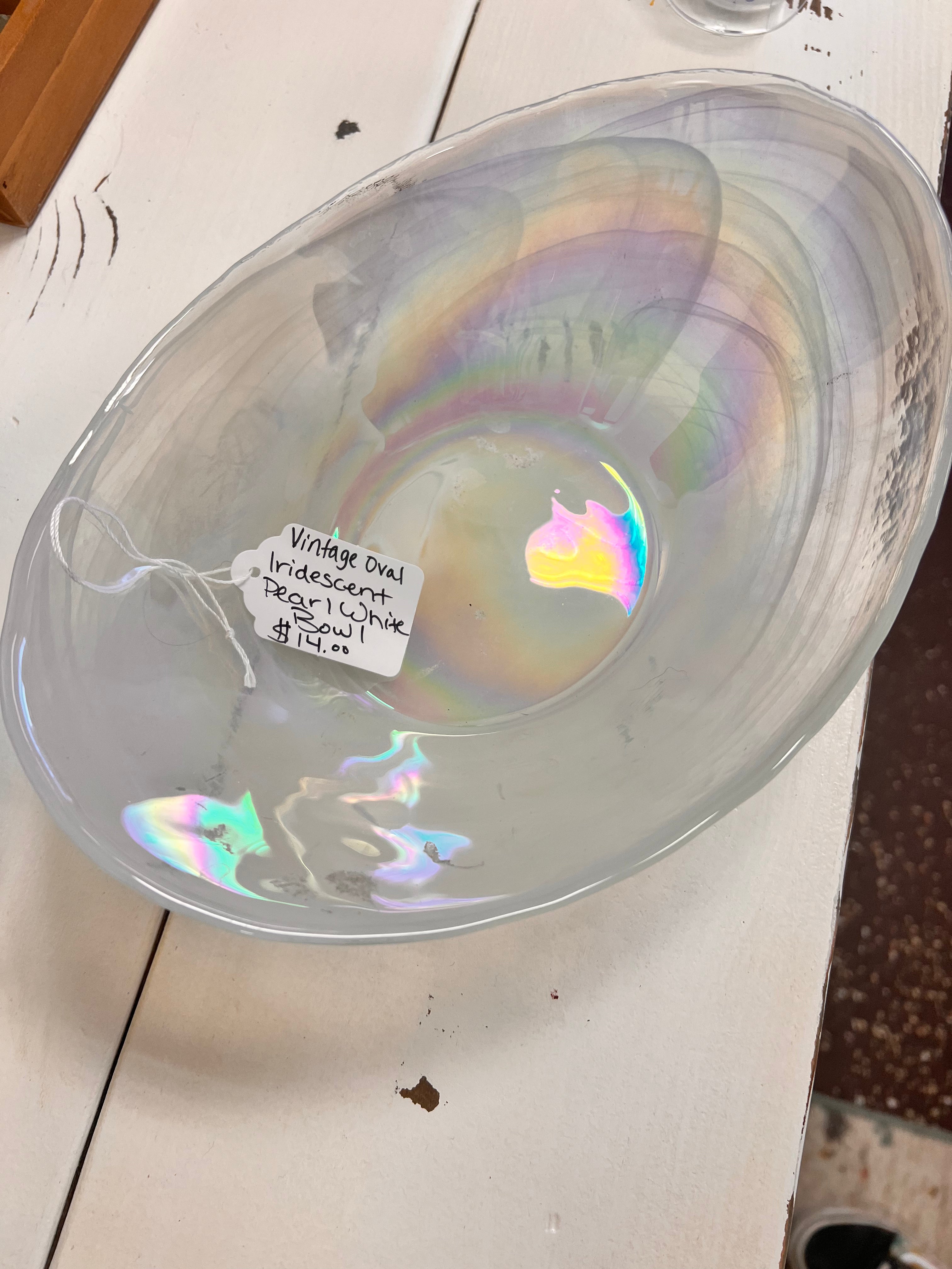 Vintage Oval Iridescent Bowl