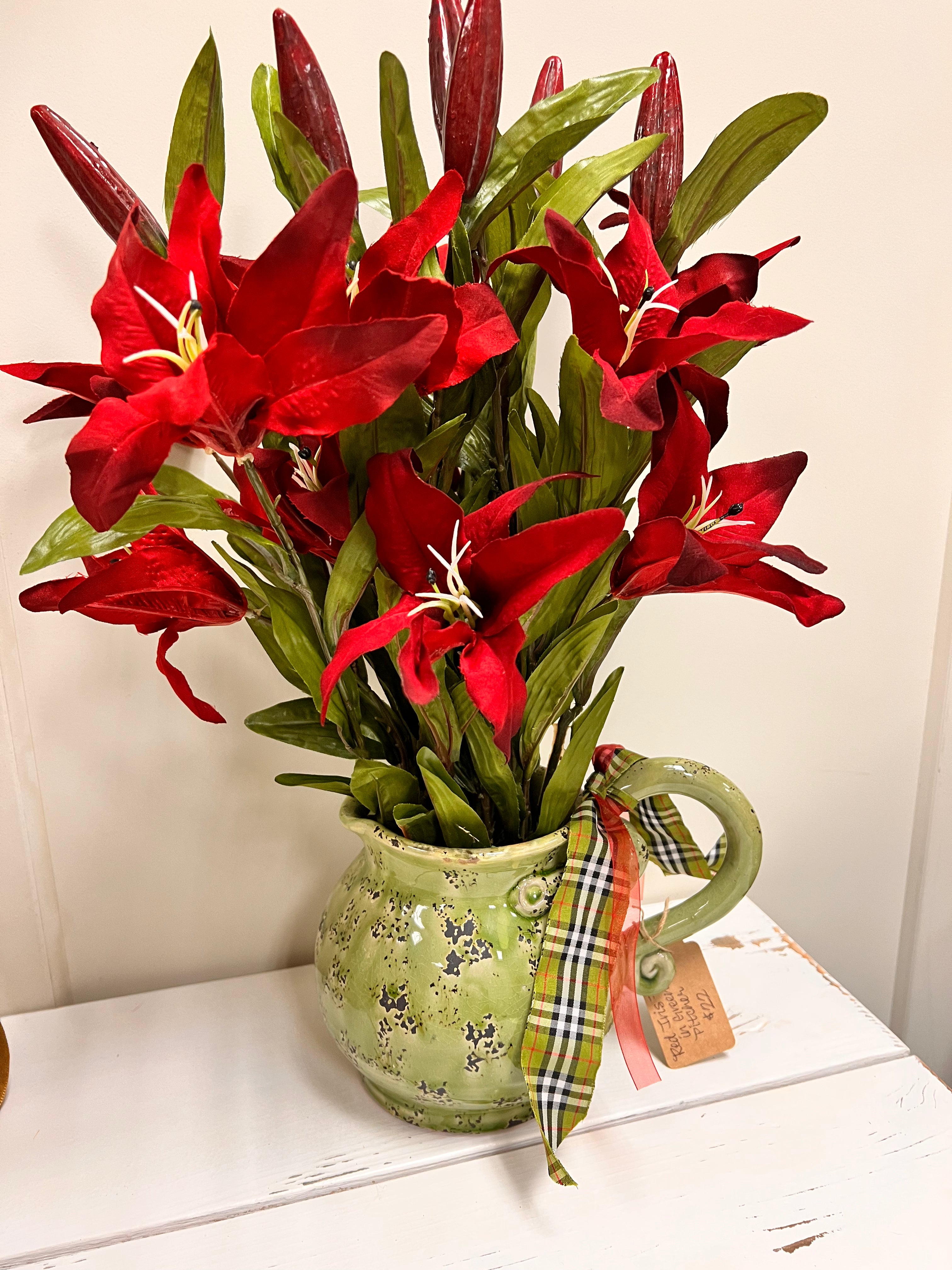 Floral Green Pitcher