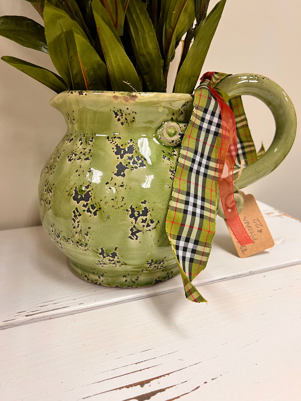 Floral Green Pitcher