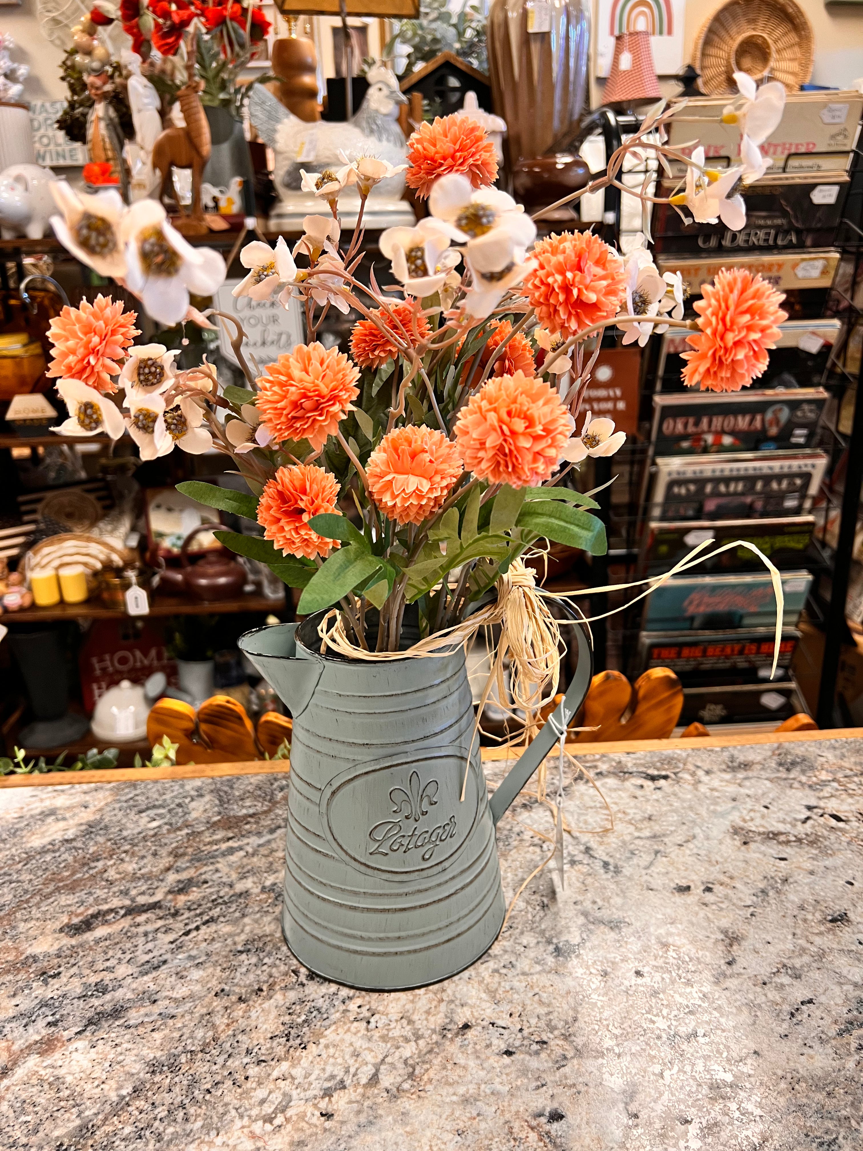 Metal Pitcher Floral