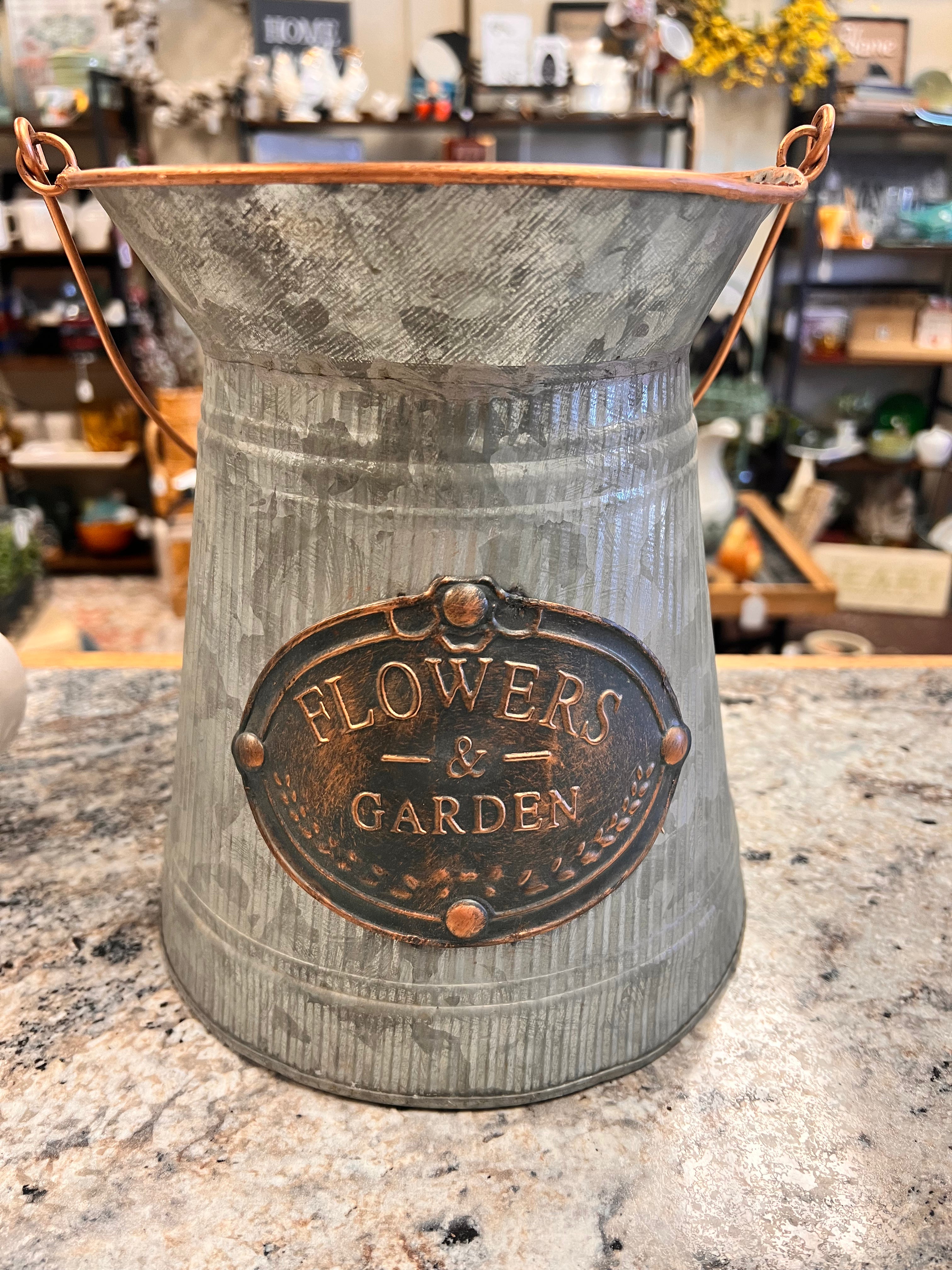 Flowers Metal Bucket