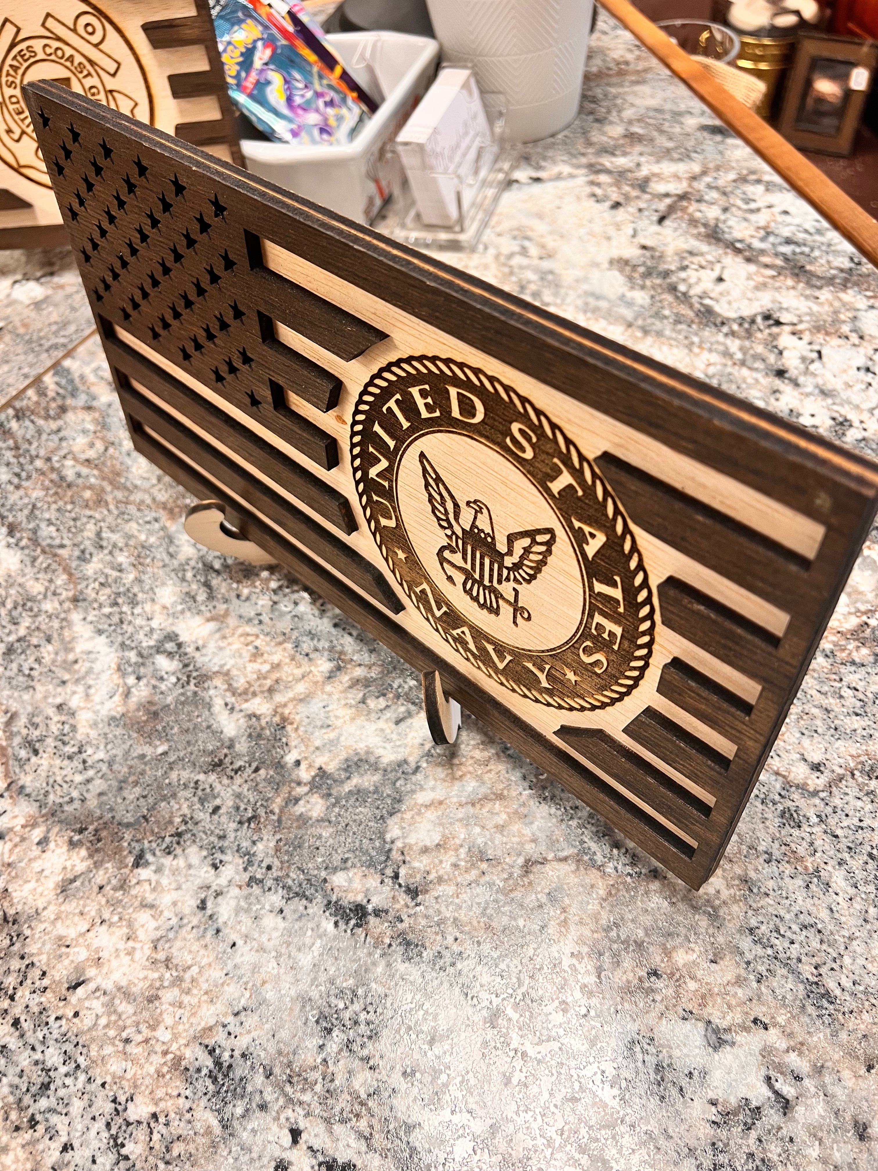Navy Wood Flag