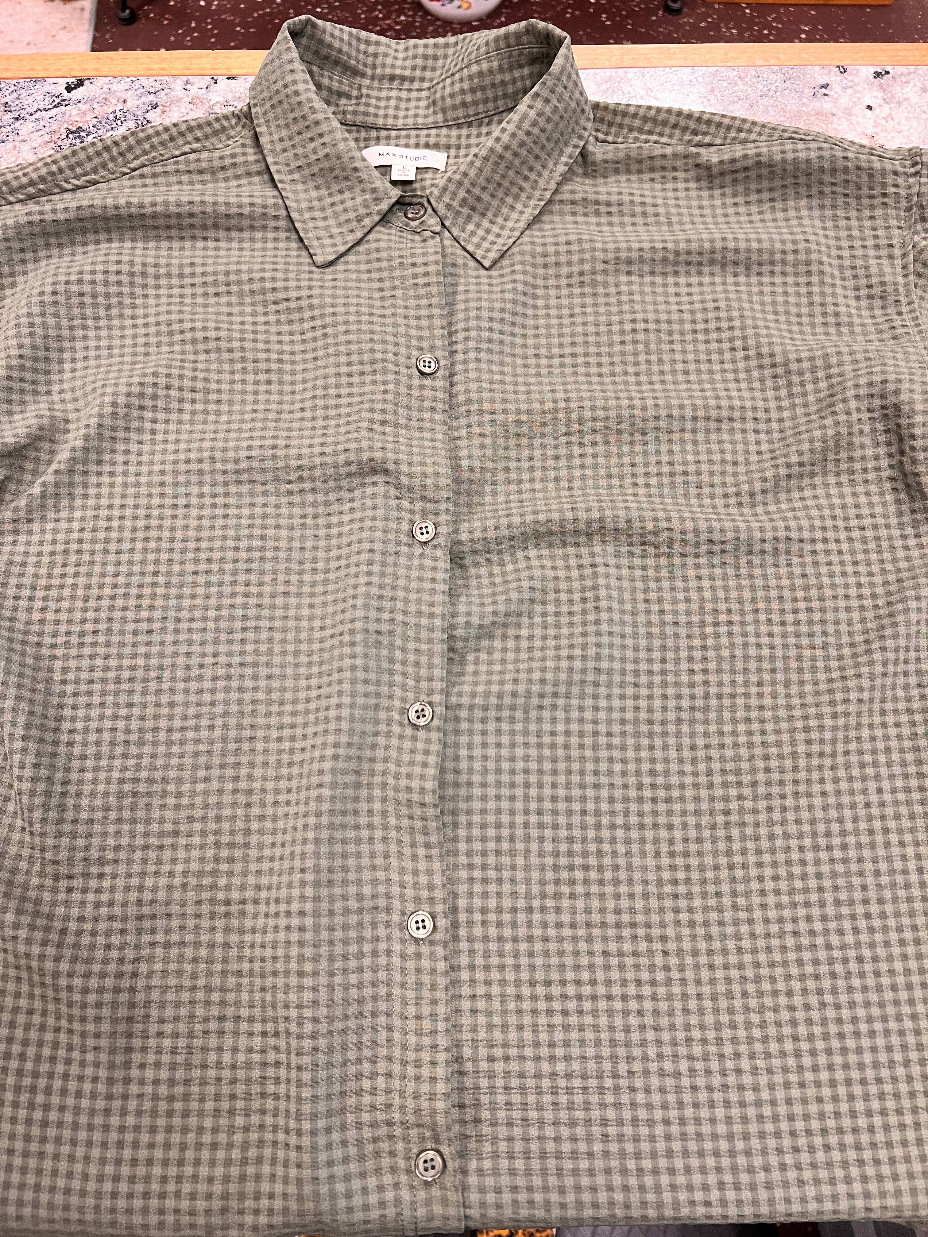 Green Button Up