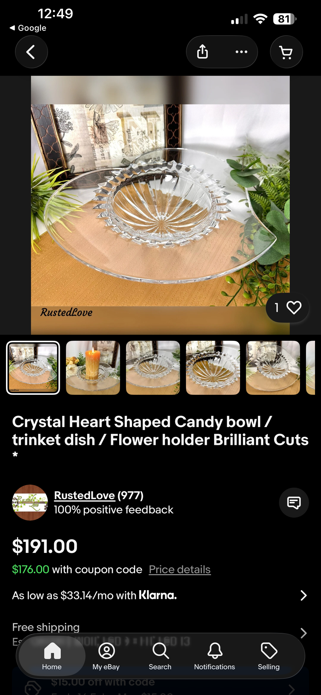 Crystal Heart Bowl