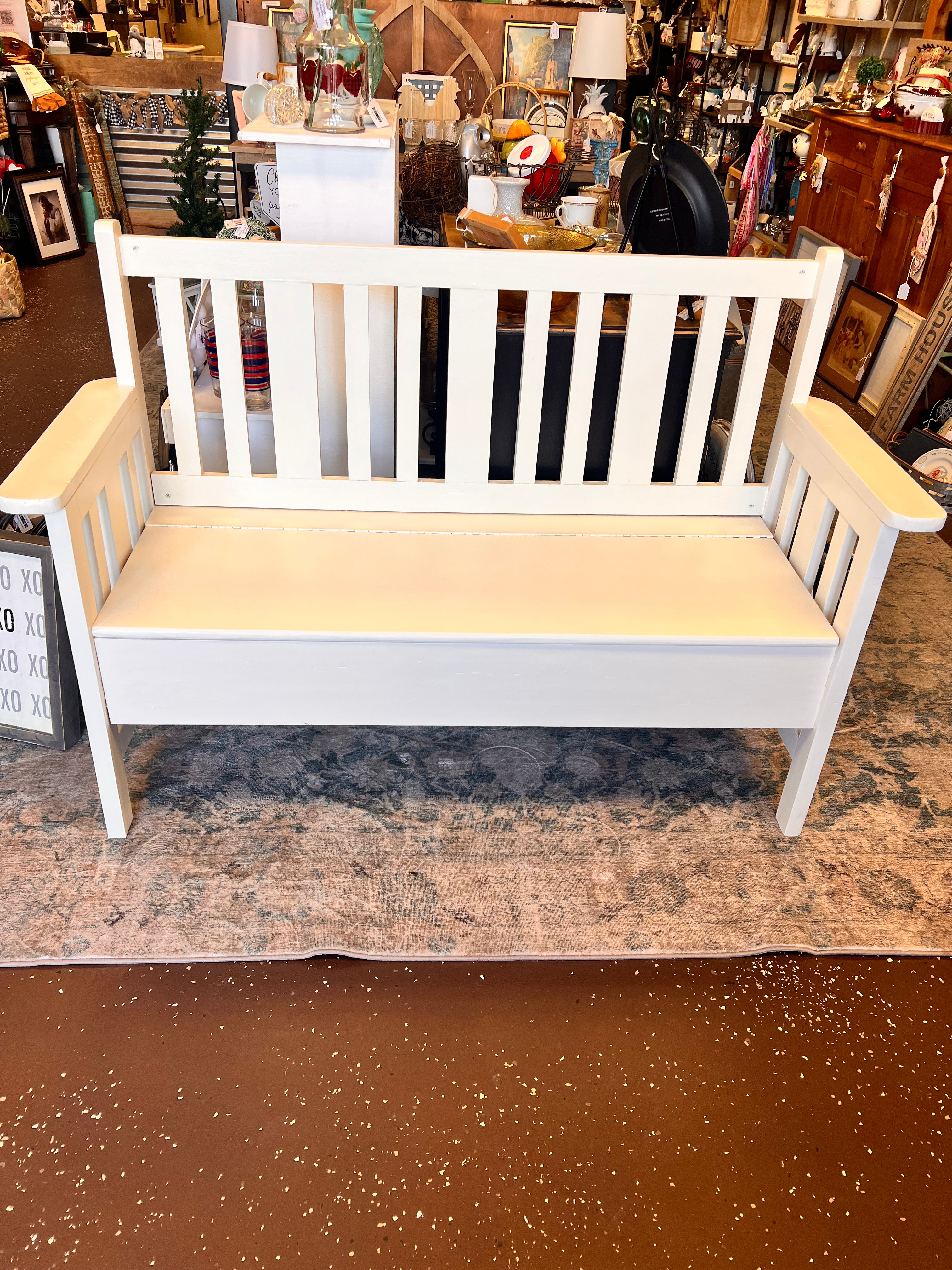 Long White Bench