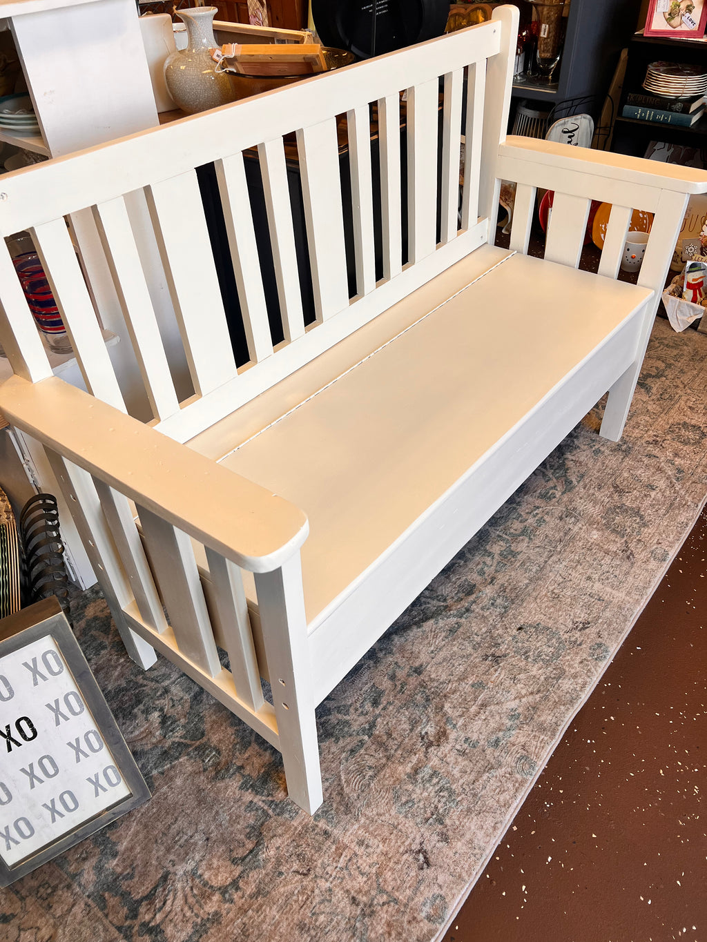 Long White Bench
