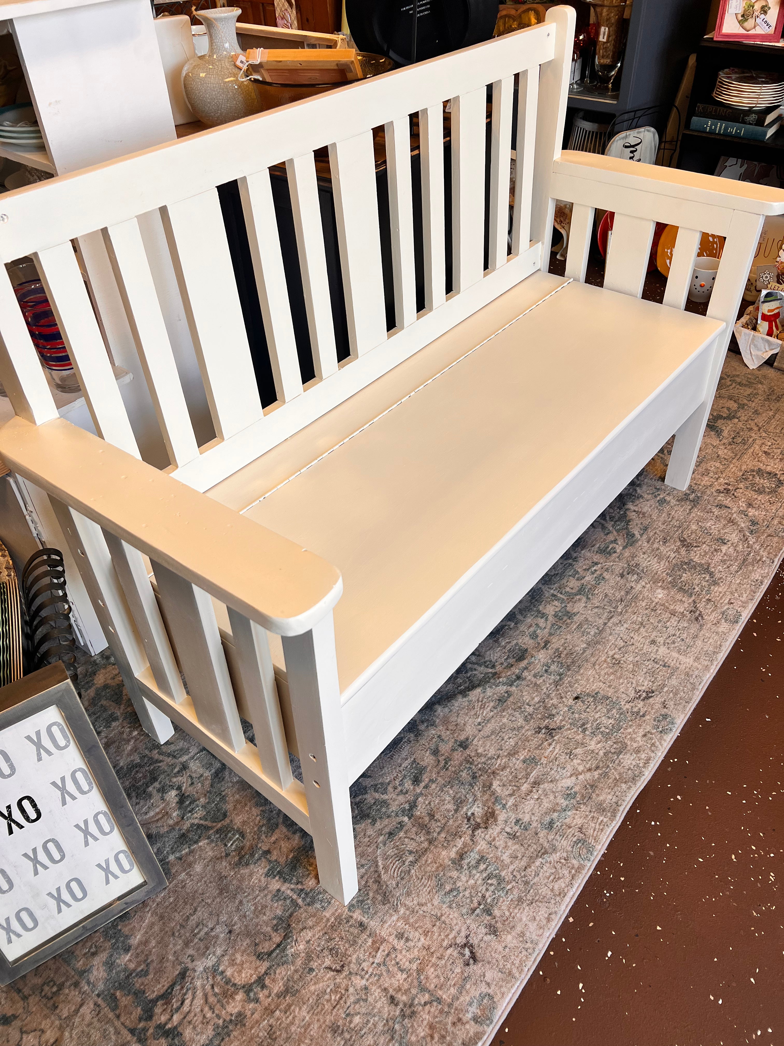 Long White Bench