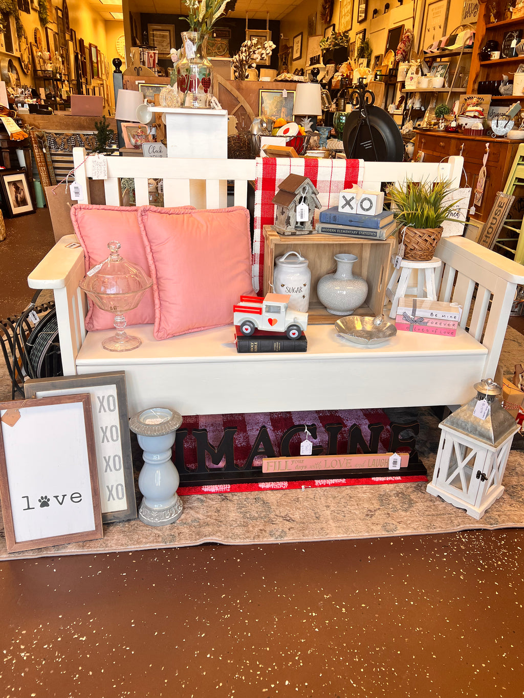 Long White Bench