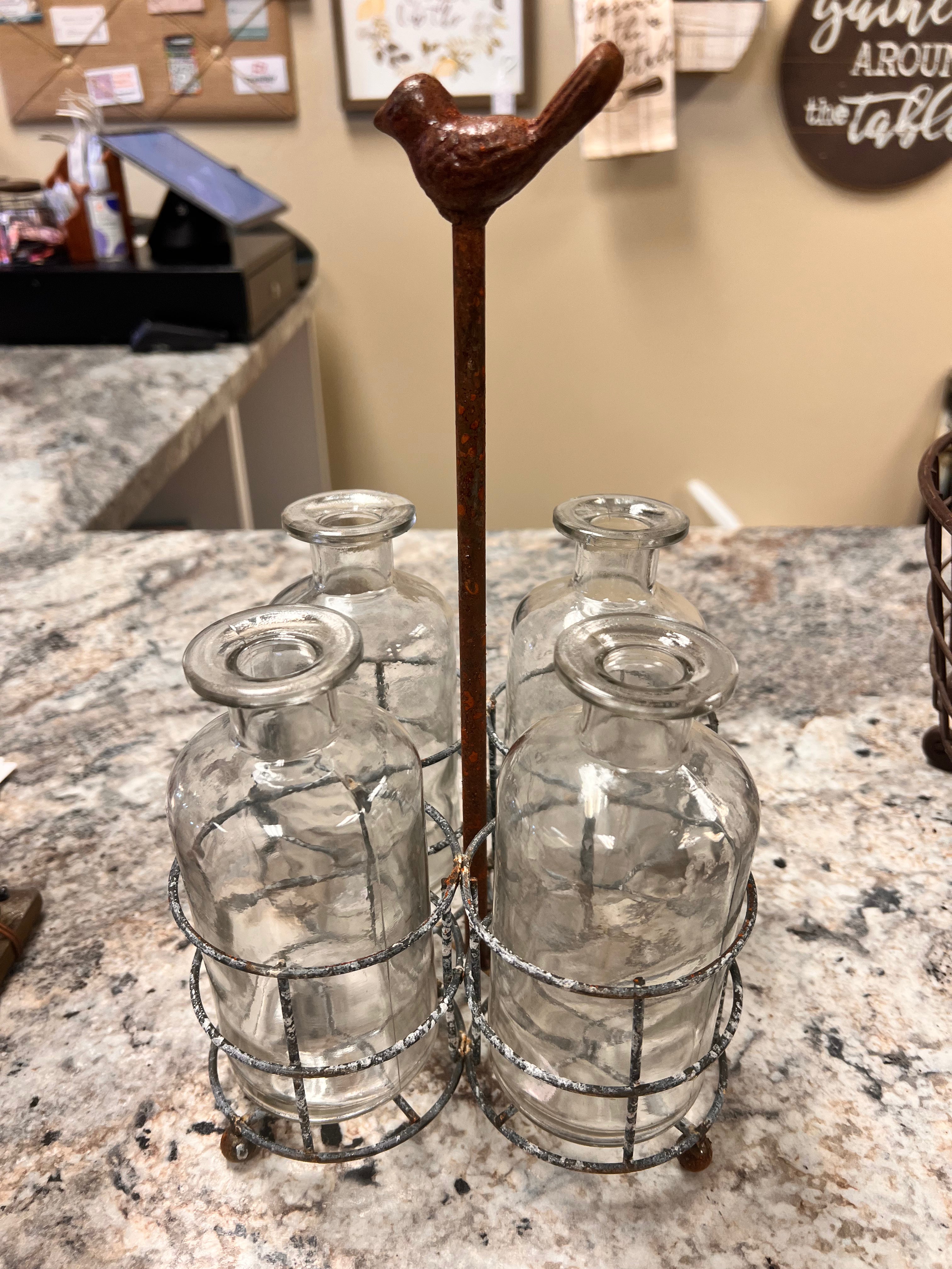 4 Jar Bird Handle